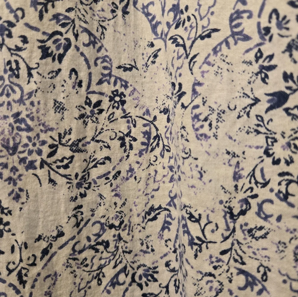 April Cornell Blue and White Tunic Top, Cotton, XL, Excellent, Has Pockets! - Picture 2 of 4